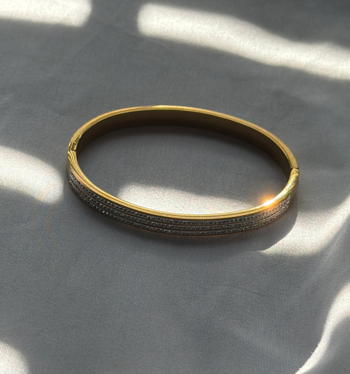 Crystal Crusted Gold Bangle
