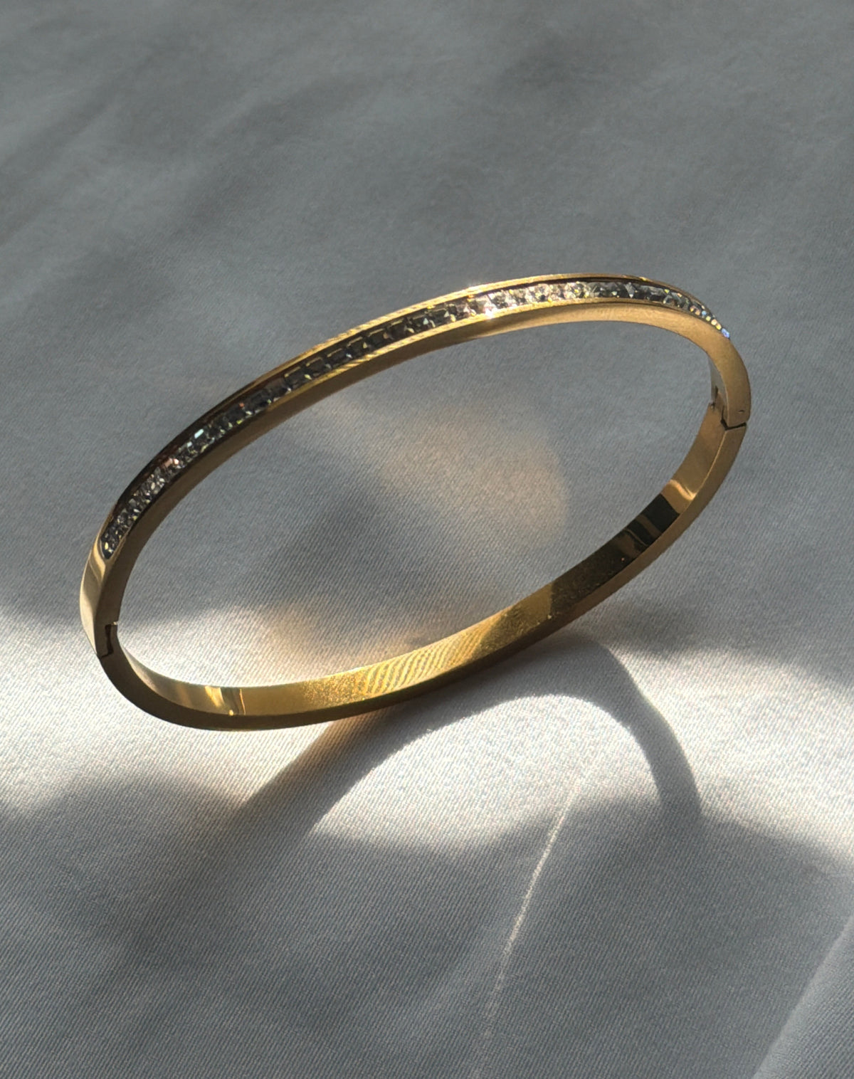 Single Row Crystal Gold Bangle