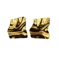 Gold Crinkled Geometric Square Stud Earrings