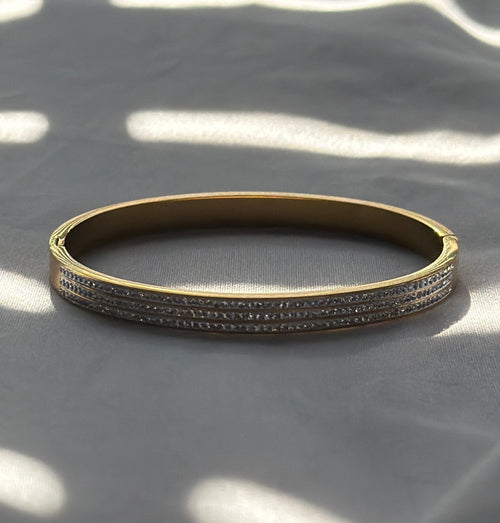Crystal Crusted Gold Bangle