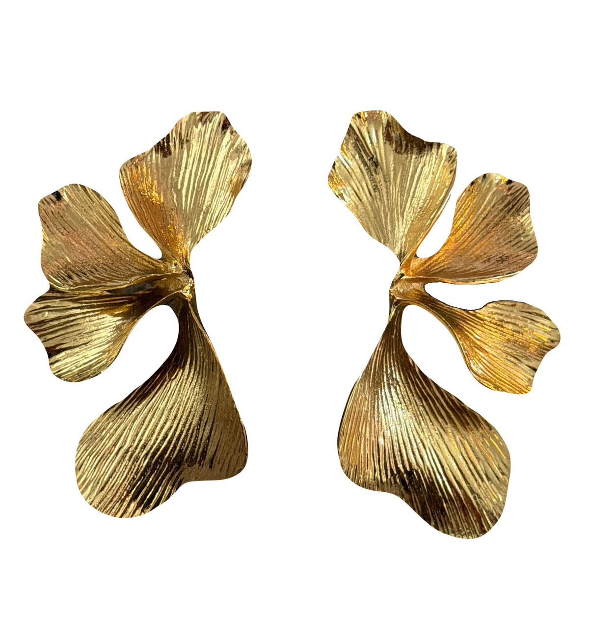 Gold Flower Petal Statement Earrings