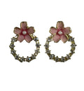 Gold Cherry Blossom Wreath Stud Earrings