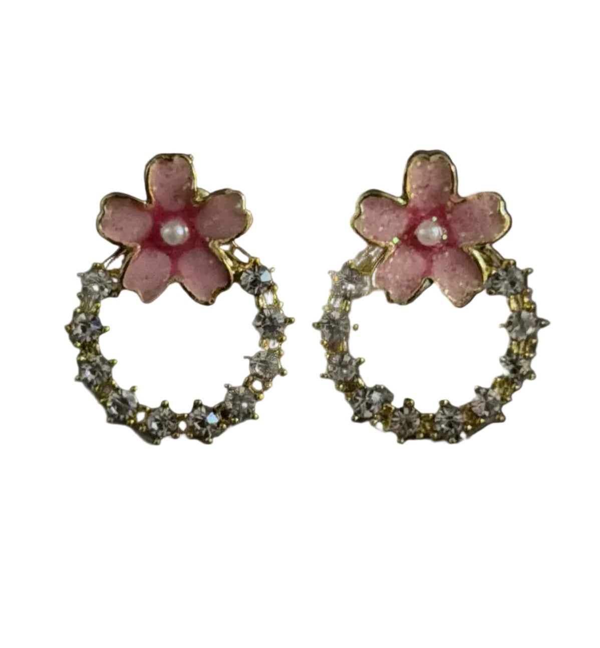 Gold Cherry Blossom Wreath Stud Earrings