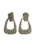White Gold Oval Shaped Dangle Earrings