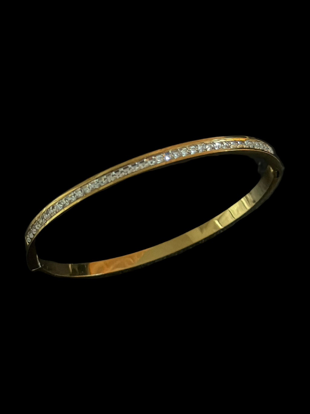 Single Row Crystal Gold Bangle