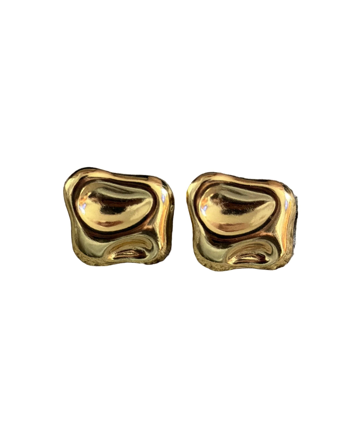 Gold Hammered Square Stud Earrings