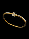 Gold Cylinder Stone Charm Bangle