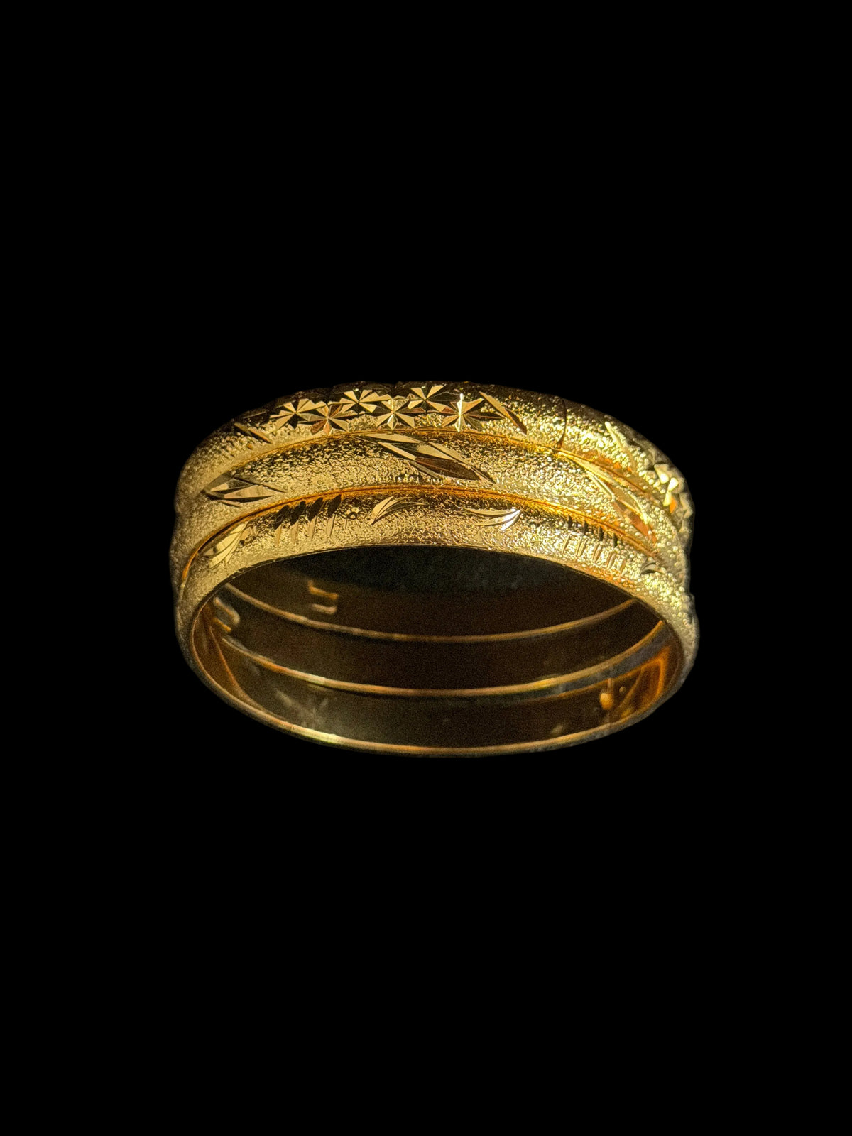 Gold Patterned Textured Nugget Bangles