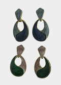 Oval Water Swirl Dangle Earrings
