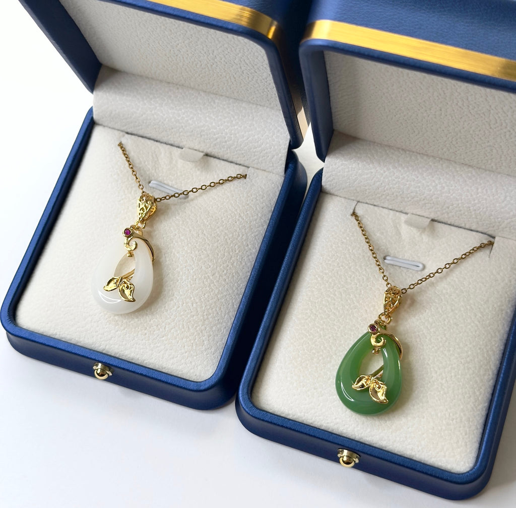Lotus Flower Jade Pendant Necklace