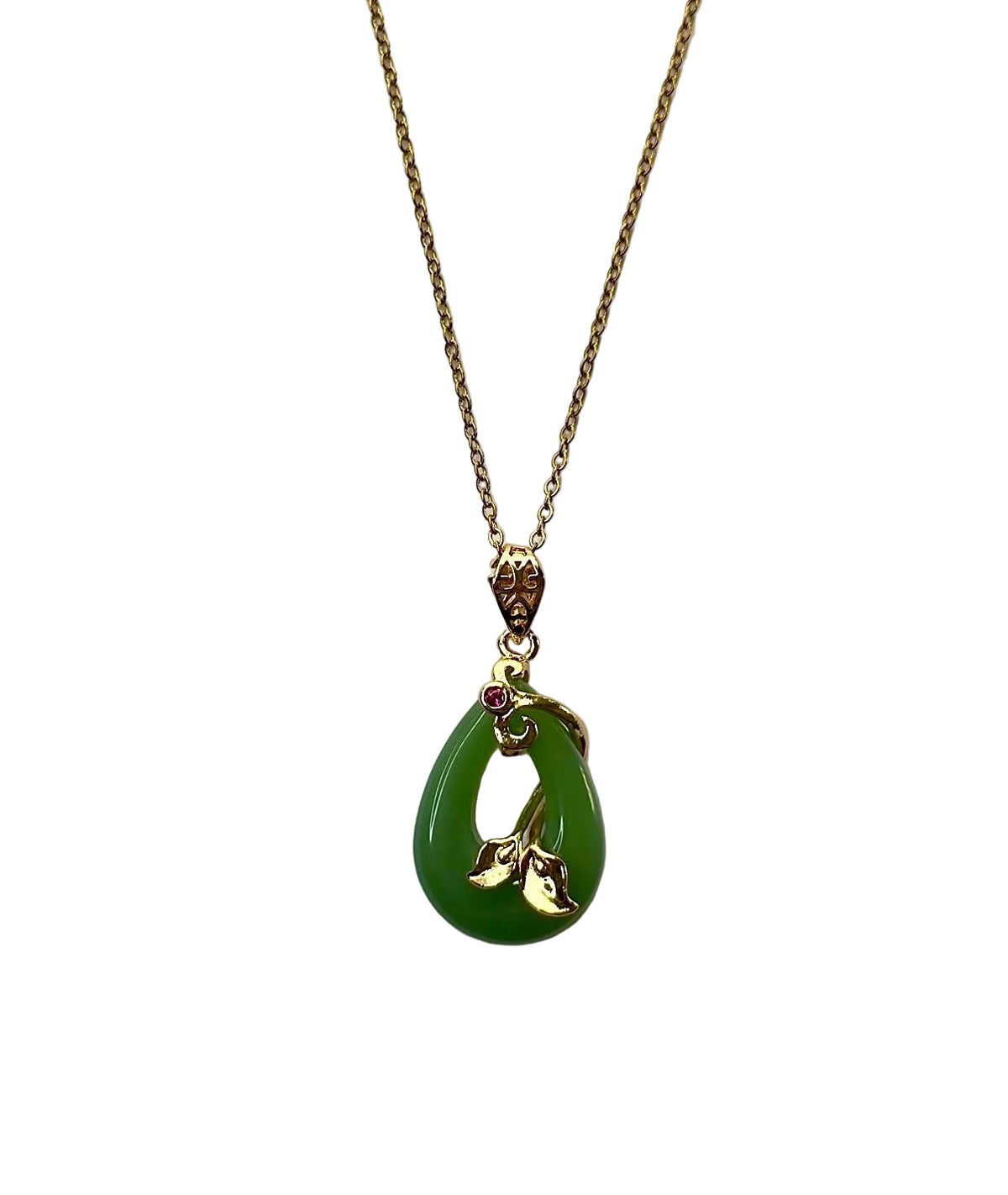 Lotus Flower Jade Pendant Necklace