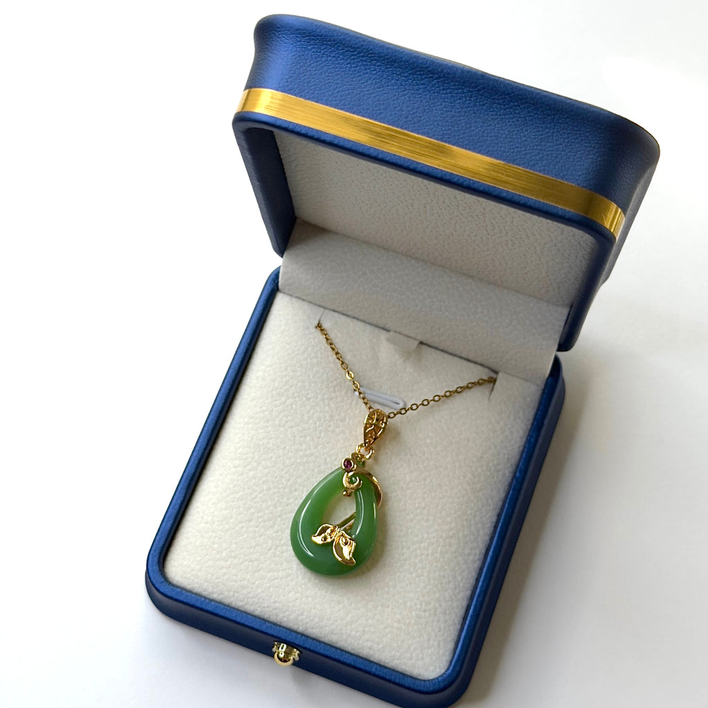 Lotus Flower Jade Pendant Necklace