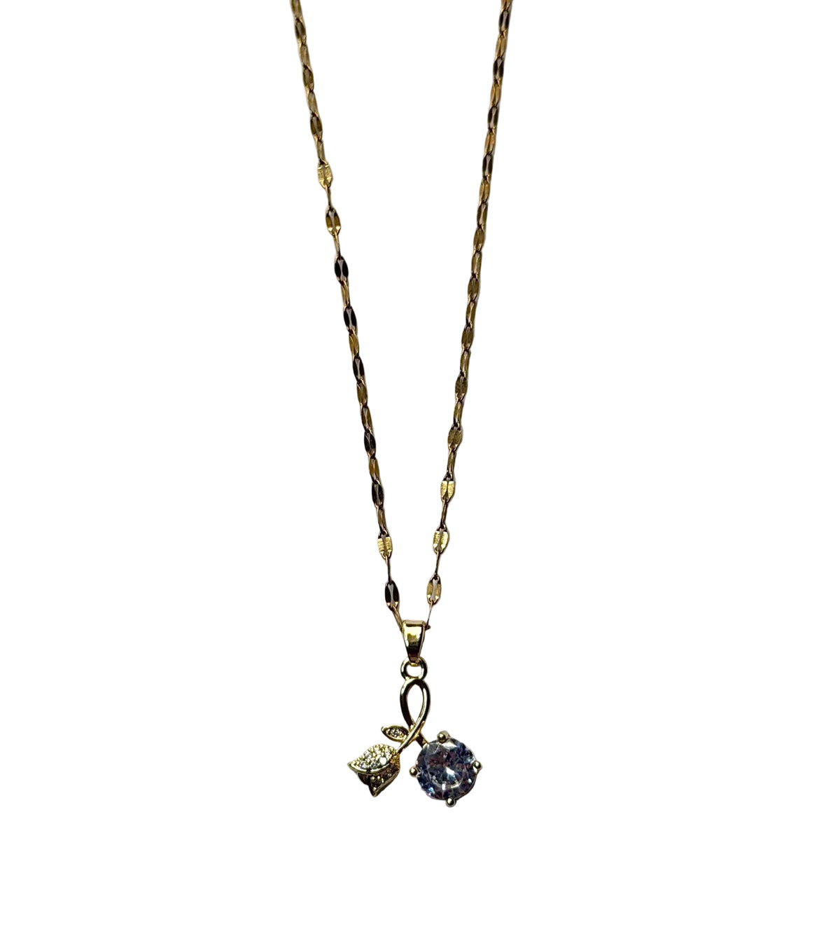 Diamond-Cut Crystal Rose Pendant Necklace
