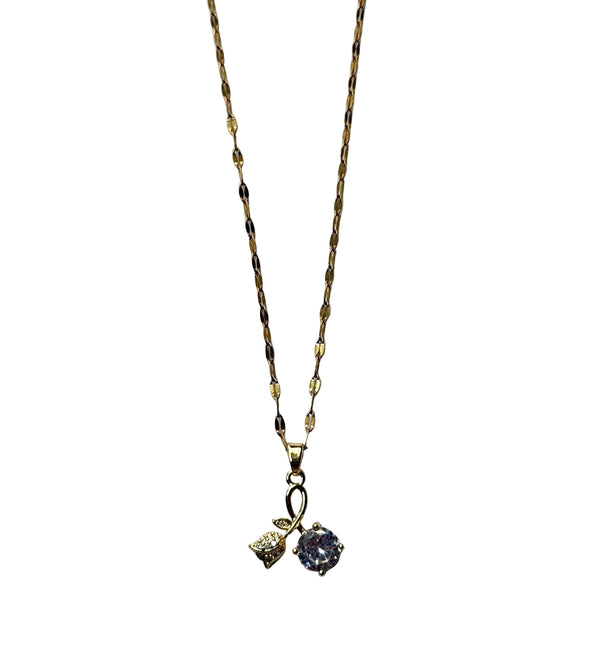 Diamond-Cut Crystal Rose Pendant Necklace