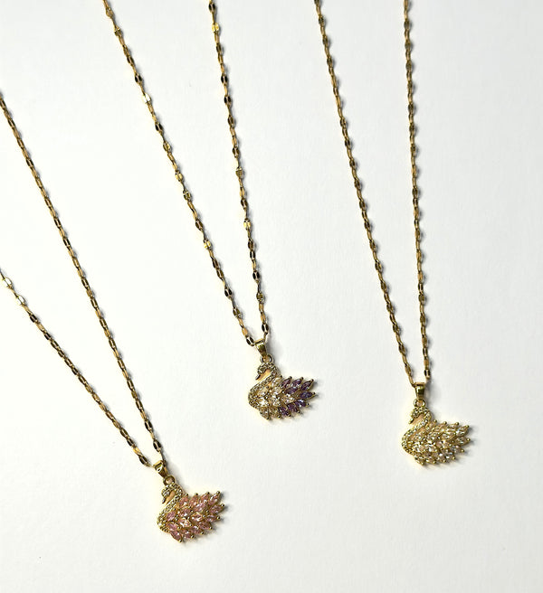 Crystal Swan Pendant Necklace