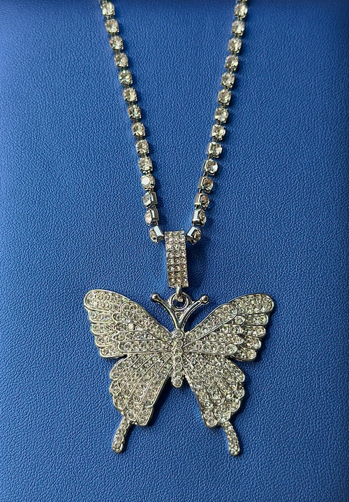 Crystal Butterfly Pendant Necklace