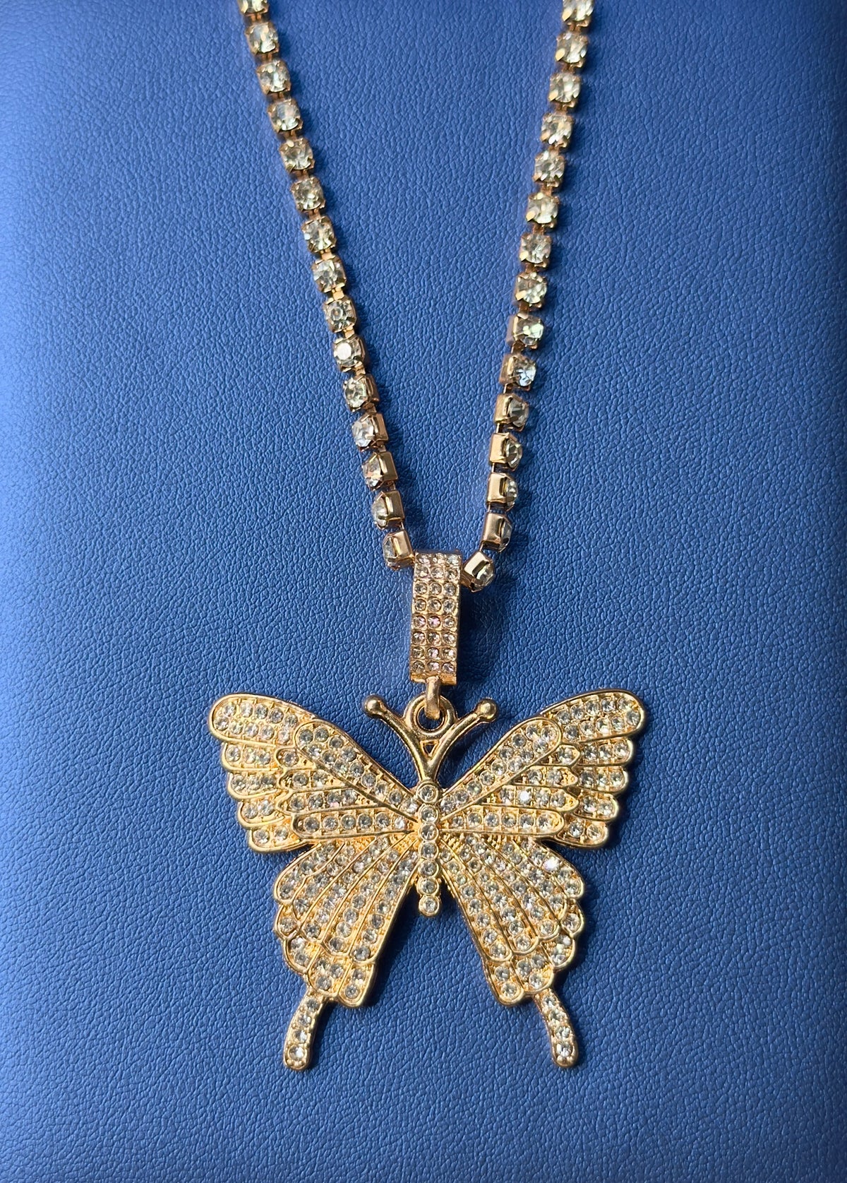 Crystal Butterfly Pendant Necklace