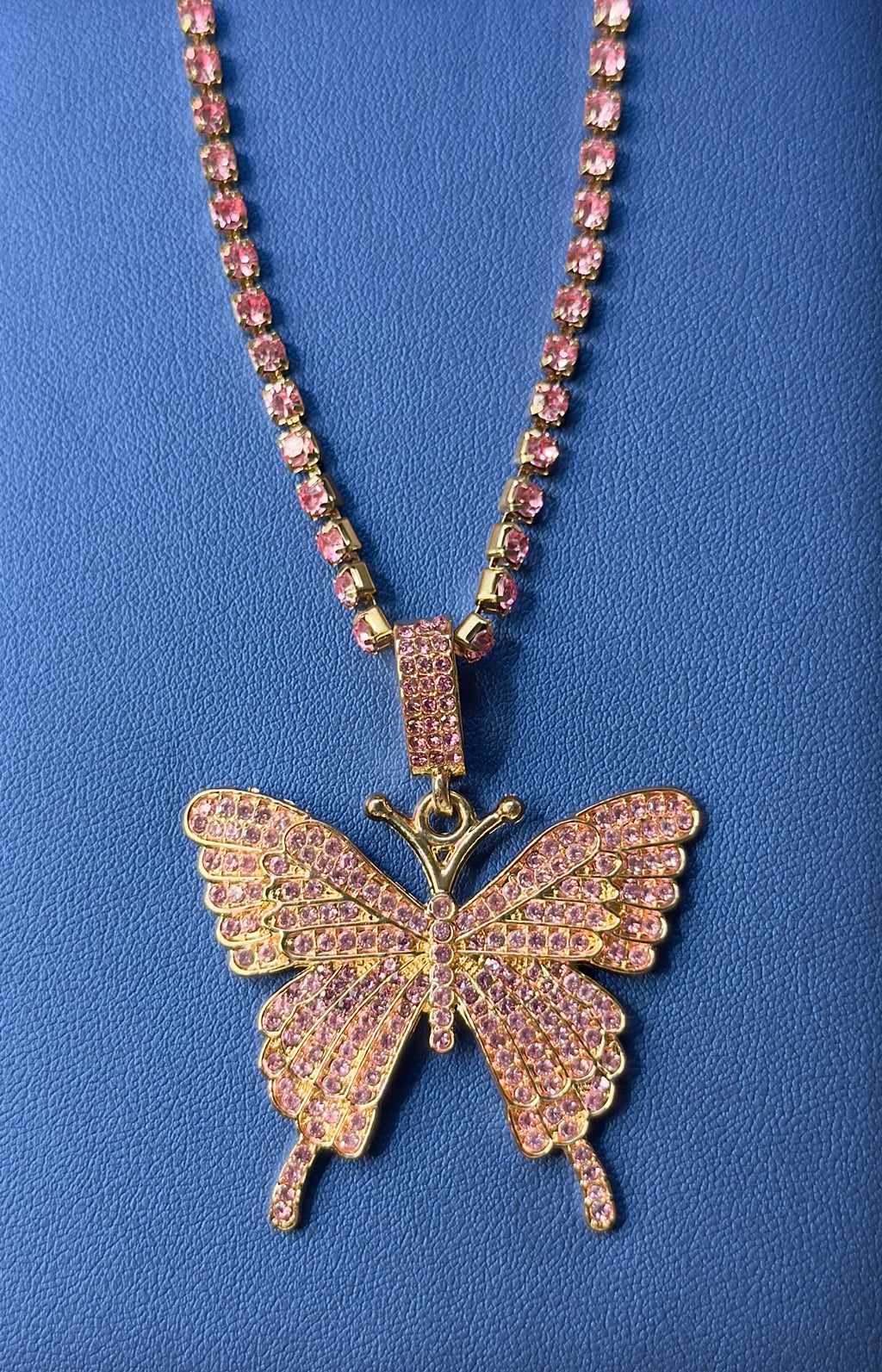Crystal Butterfly Pendant Necklace