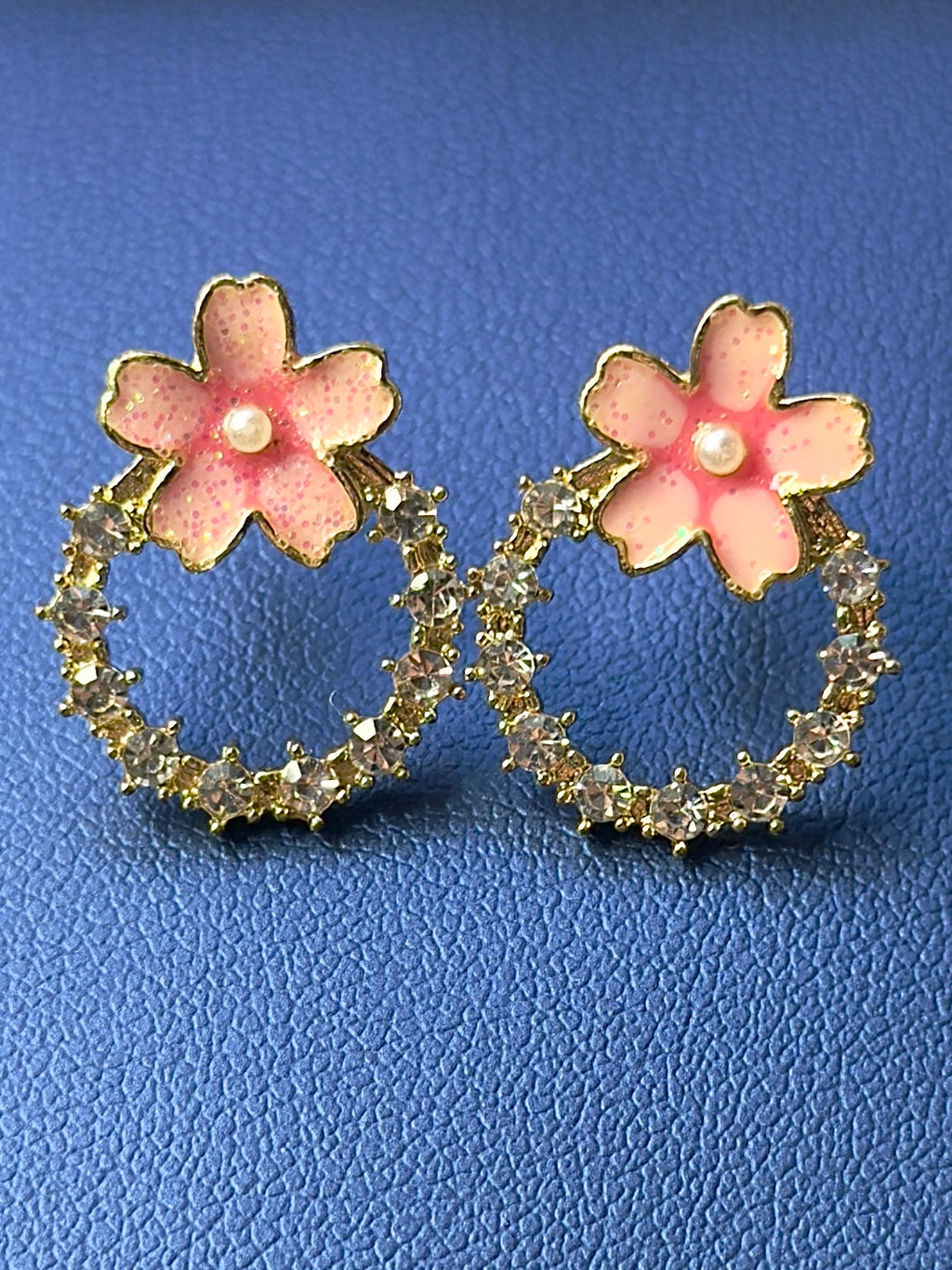 Gold Cherry Blossom Wreath Stud Earrings