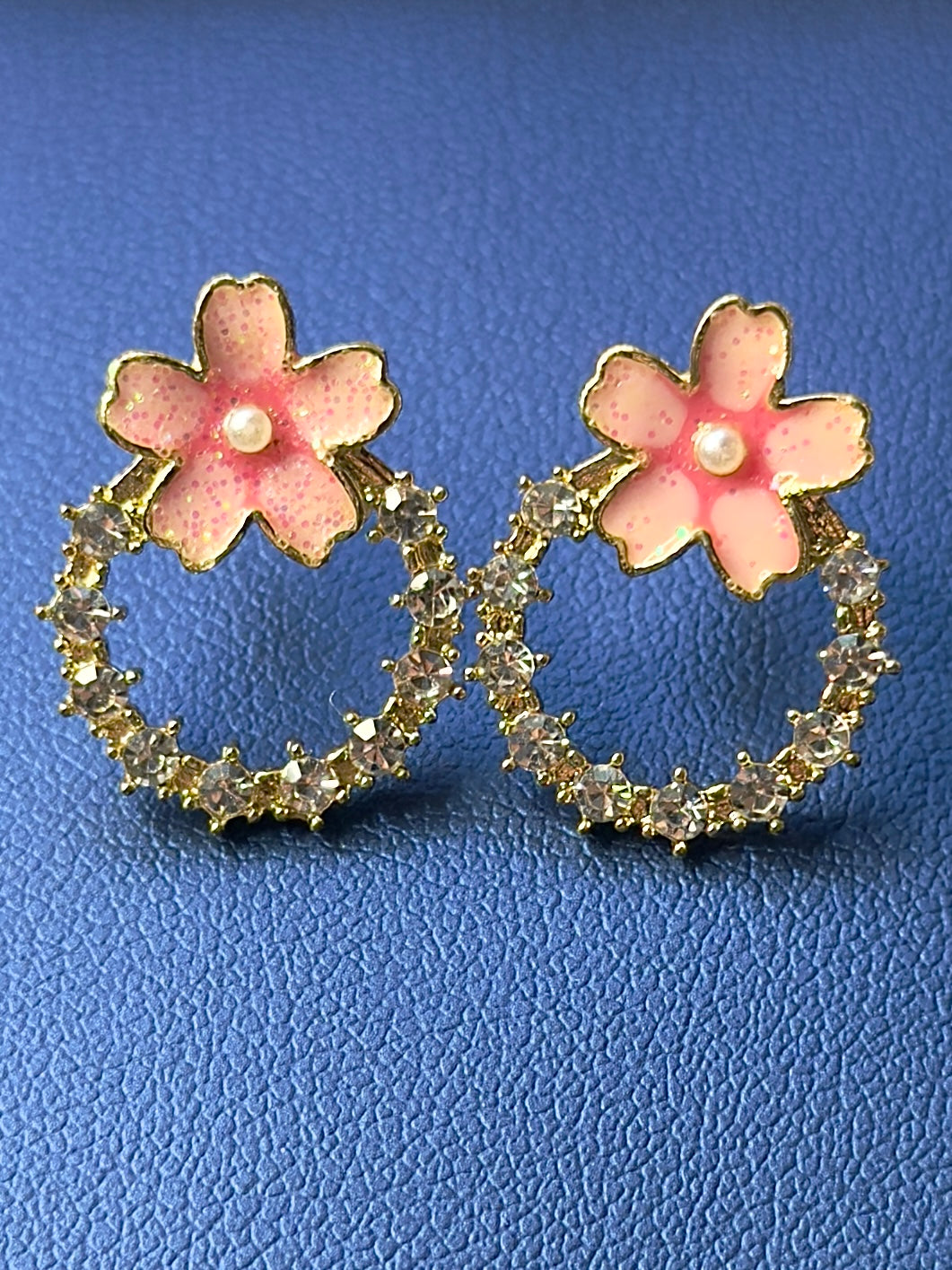 Gold Cherry Blossom Wreath Stud Earrings